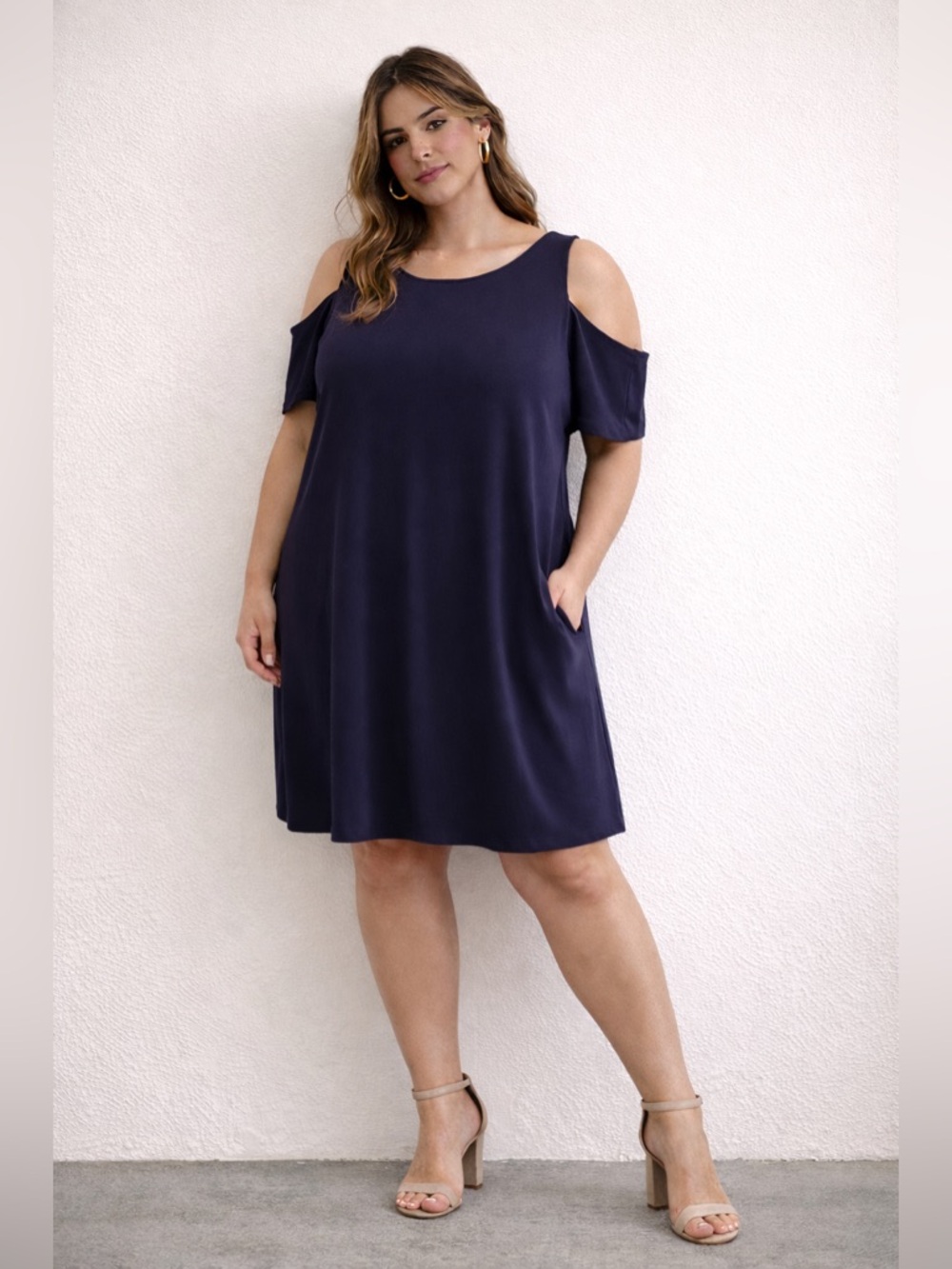 NWT Michael Kors Navy Cold Shoulder Dress XL | Flowy Shift Dress